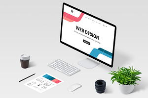 Isometric IMac Display Mockup