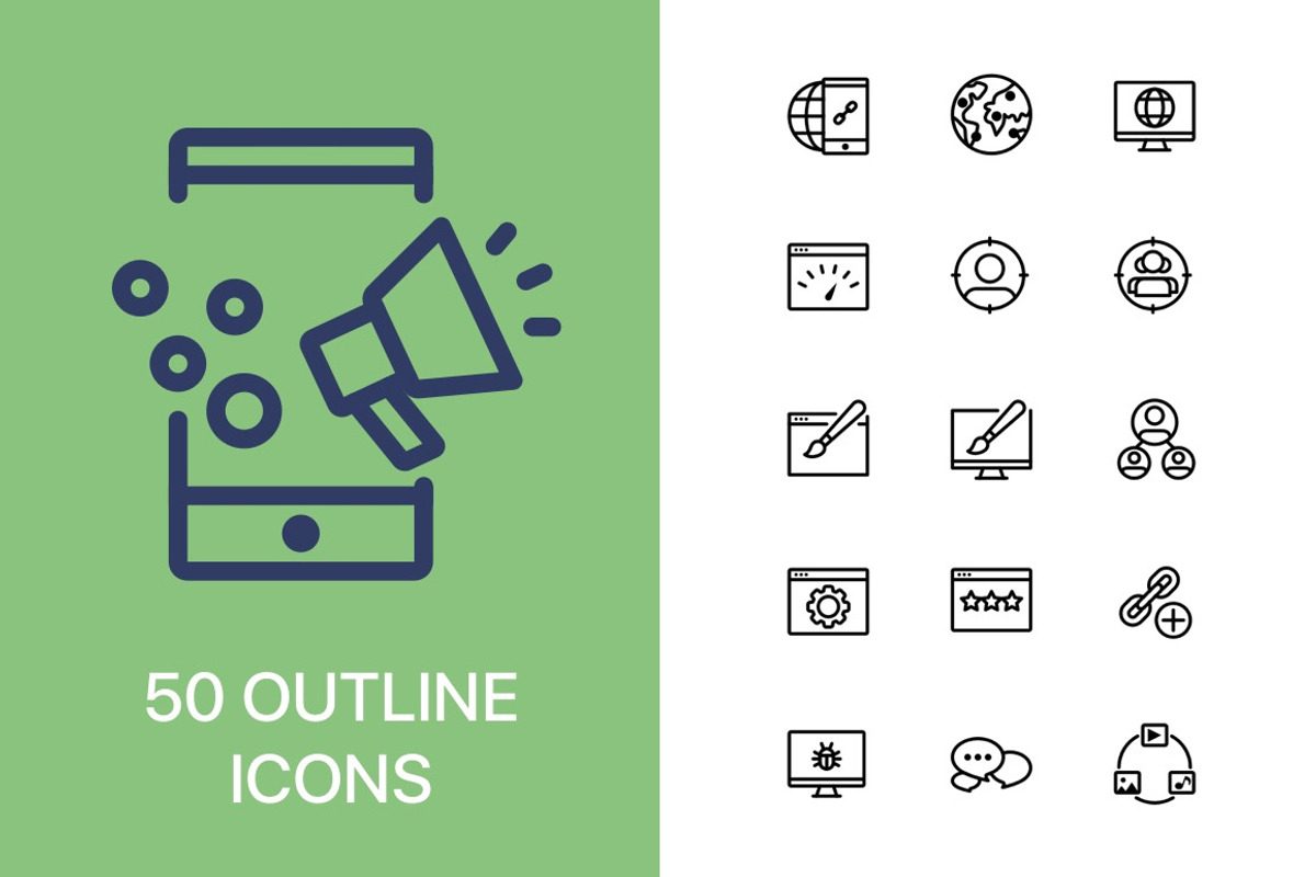 SEO & Marketing, an Outline Icon by Xinh Studio (Photo 3 of 6)