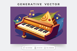 A colorful cartoon piano captures th, a Graphic by SouravDesign