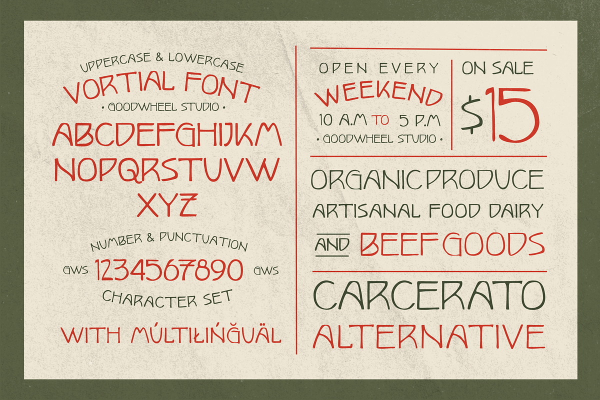Vortial | Handdrawn Typeface, a Handwritten Font by Goodwheel Studio (Photo 2 of 9)