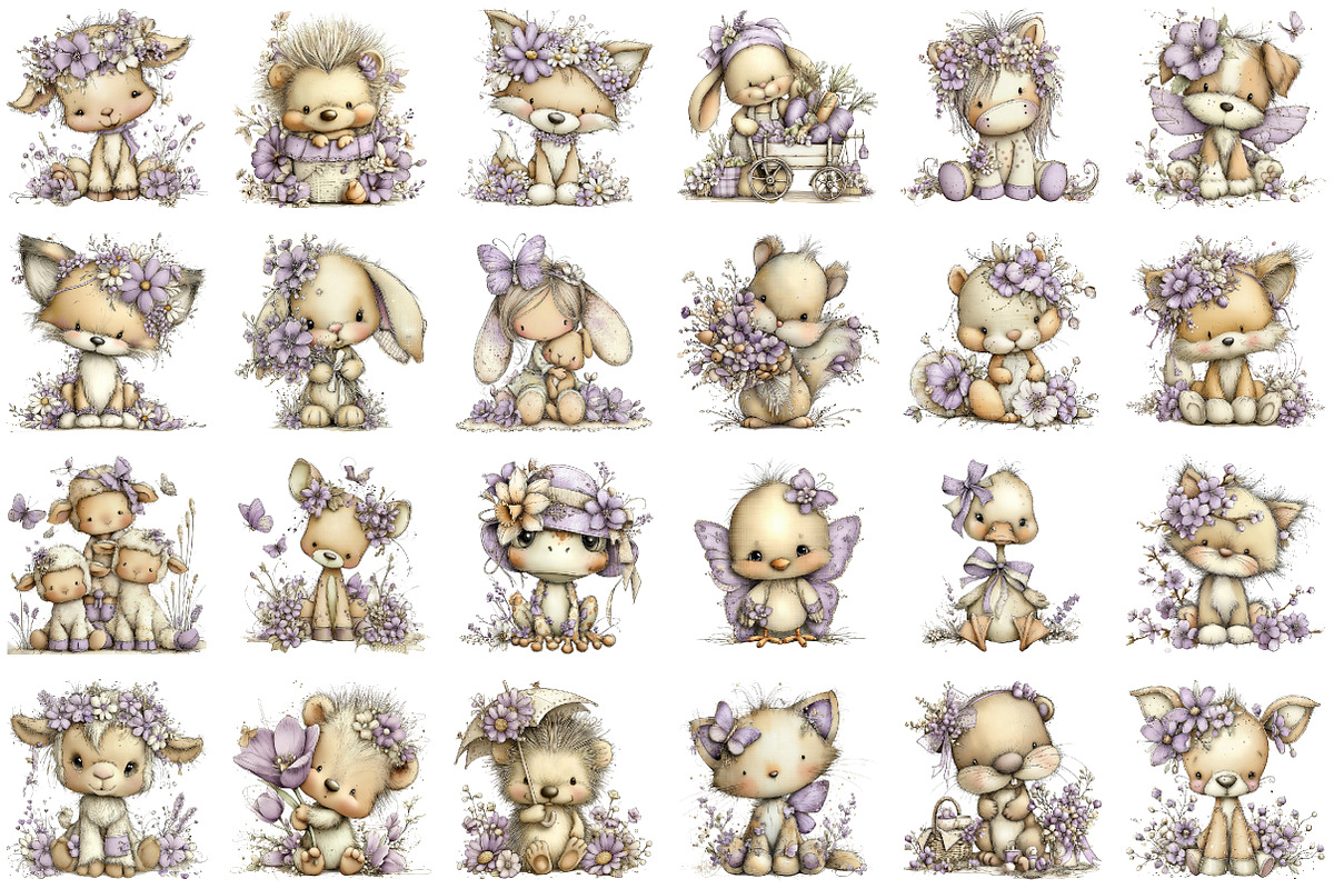 Whimsical Spring Animals Clipart, an Illustration by designcity5 (Photo 2 of 5)