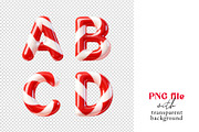 Christmas Candy Cane Alphabet, a Seasonal Illustration by Elen_Art (Thumbnail 2 of 3)