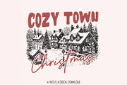 Cozy Town Christmas PNG, Retro, an Illustration by SharpMarketplace (Thumbnail 1 of 9)