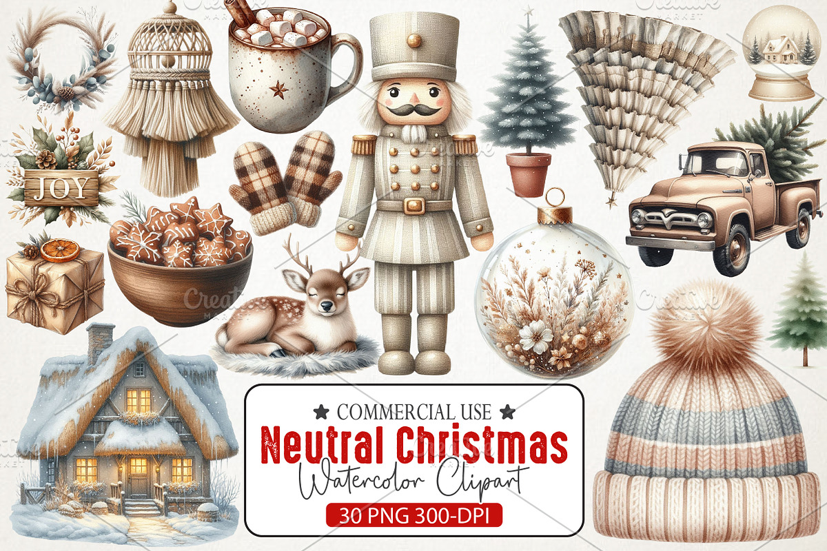 Neutral Christmas Clipart, an Illustration by RobertsArt (Photo 1 of 7)