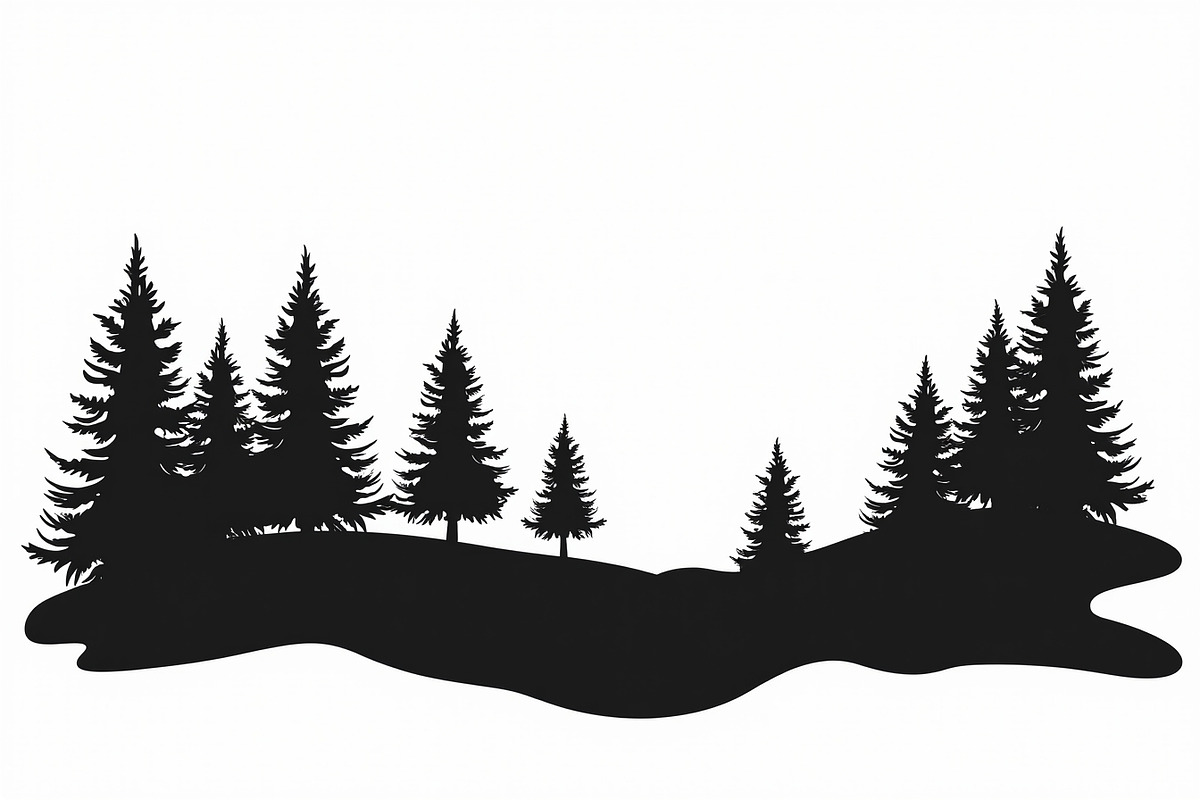 Pine Forest Silhouette Bundle, a Graphic by hafijul (Photo 8 of 16)