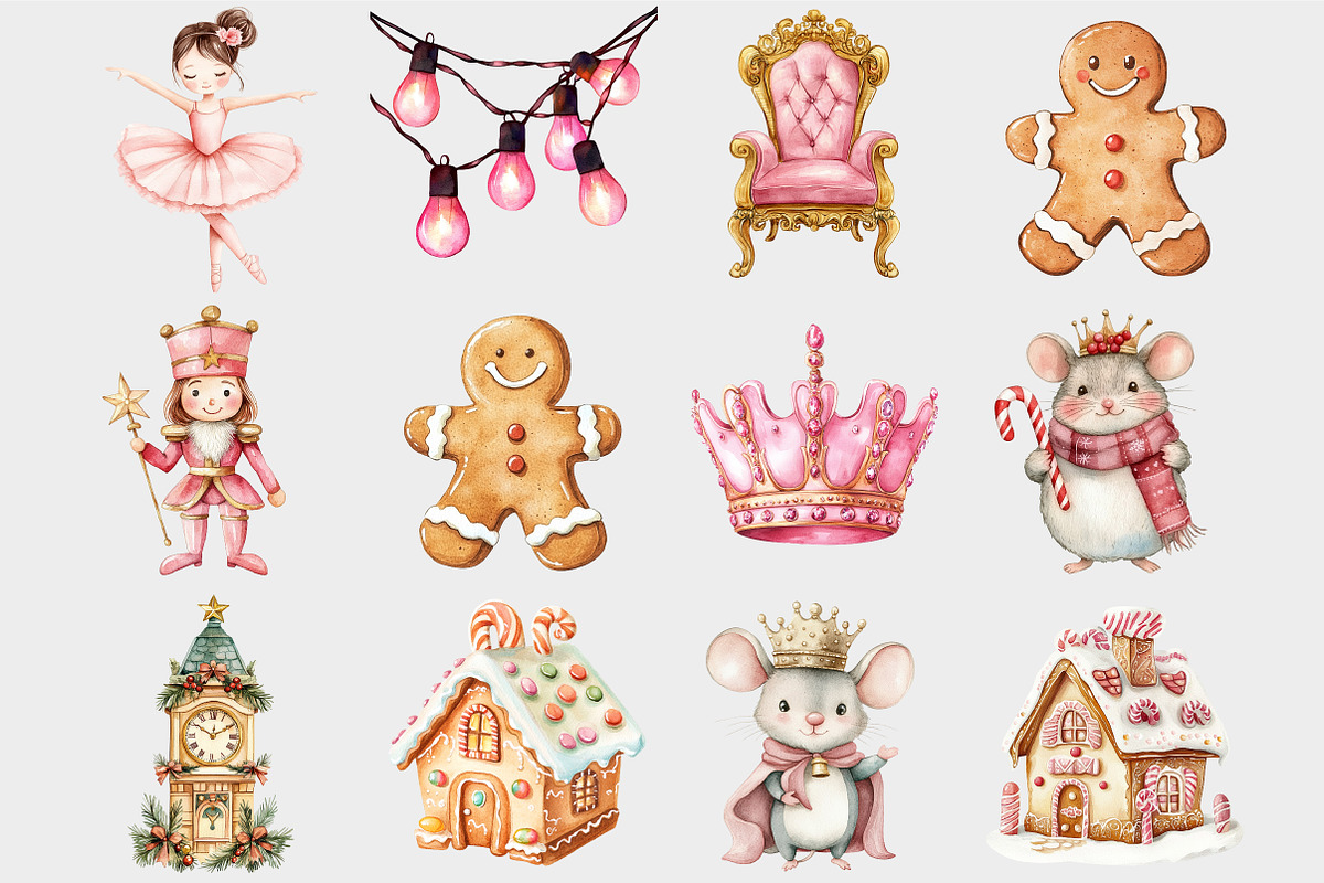 Watercolor Pink Nutcracker Clipart, a Seasonal Illustration by Design Market (Photo 4 of 5)