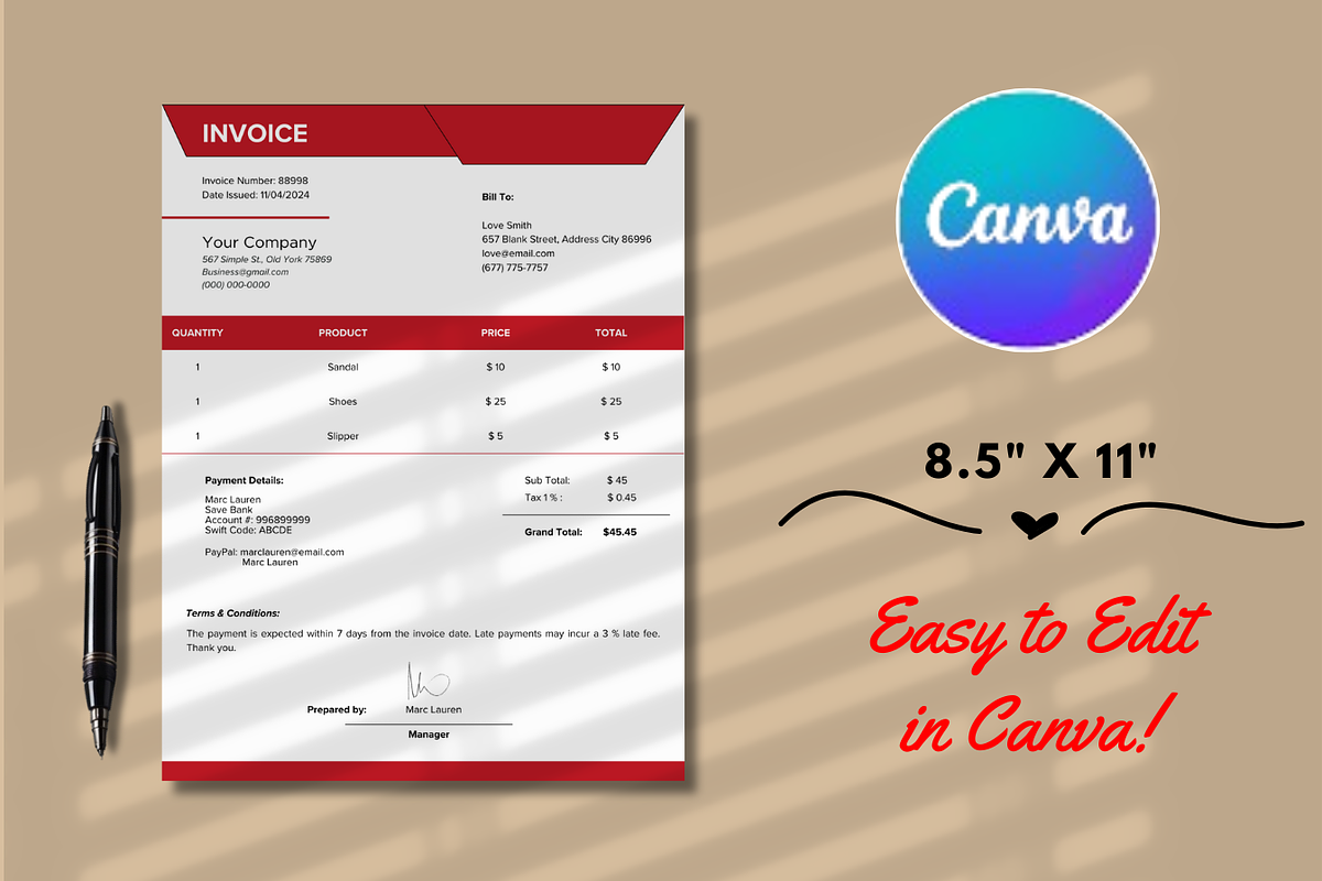 Modern Invoice, a Marketing Template by Digitynpro