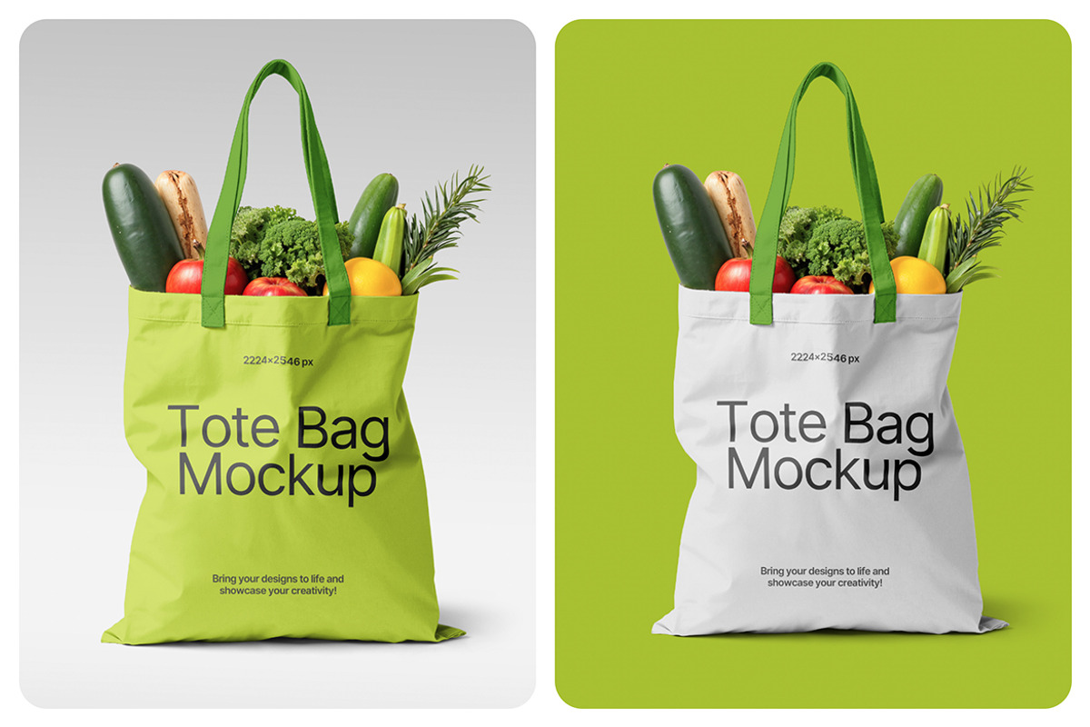 Tote Bag with Vegetables Mockup, a Packaging Mockup by kavoon (Photo 2 of 3)
