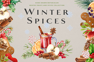 Winter Spices Watercolor Clipart