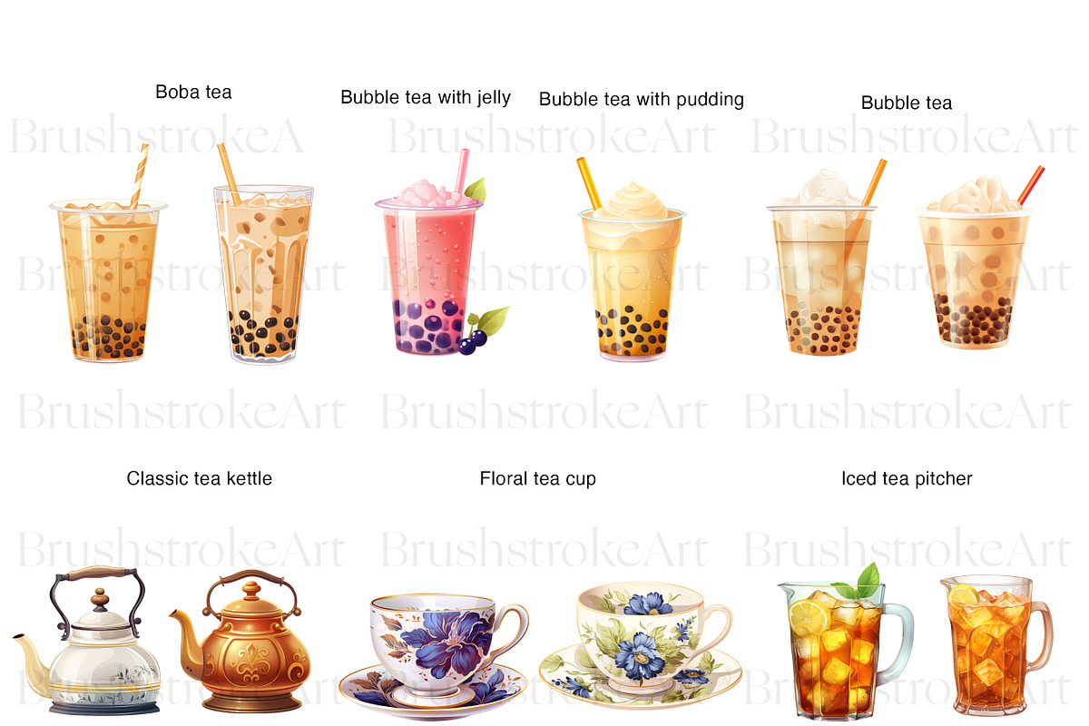 Tea Clipart, Tea Cup, Vintage Teapot, an Object Illustration by BrushstrokeArtGB (Photo 4 of 9)