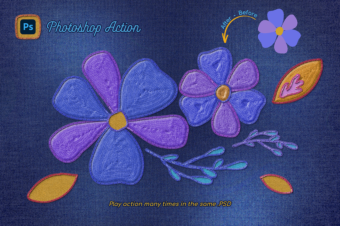 Embroidery Photoshop Action, an Action Add-On by Andrew Skoch Design (Photo 2 of 7)