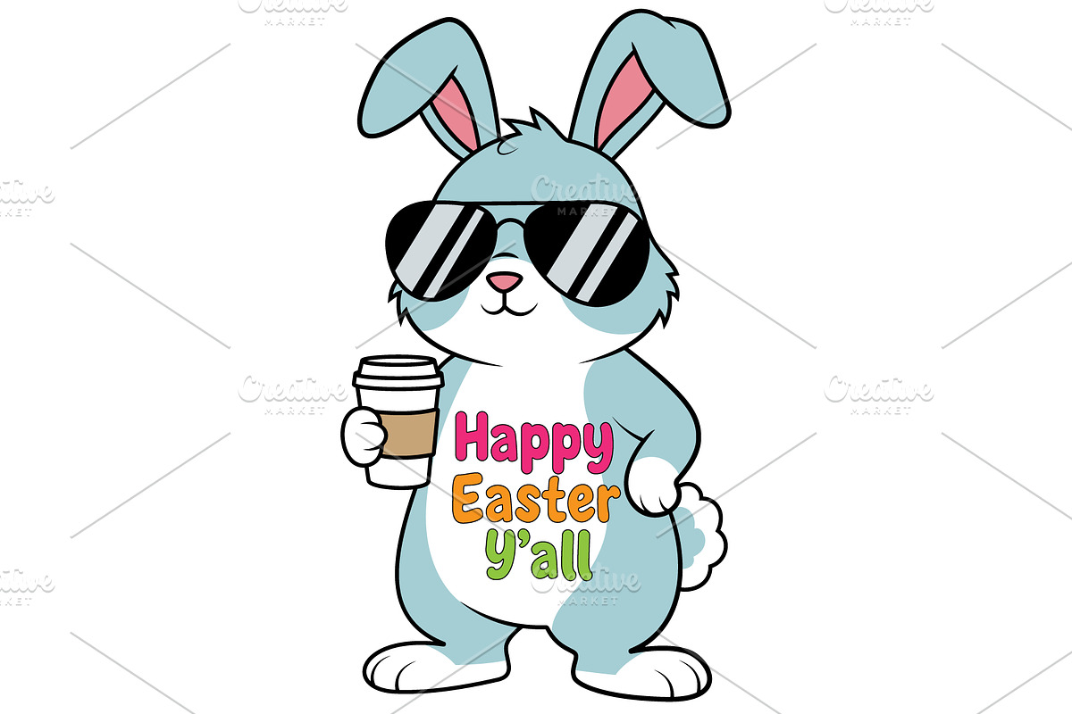 Cool Bunny Happy Easter T-Shirt SVG, a Seasonal Illustration by Ghagra (Photo 2 of 4)