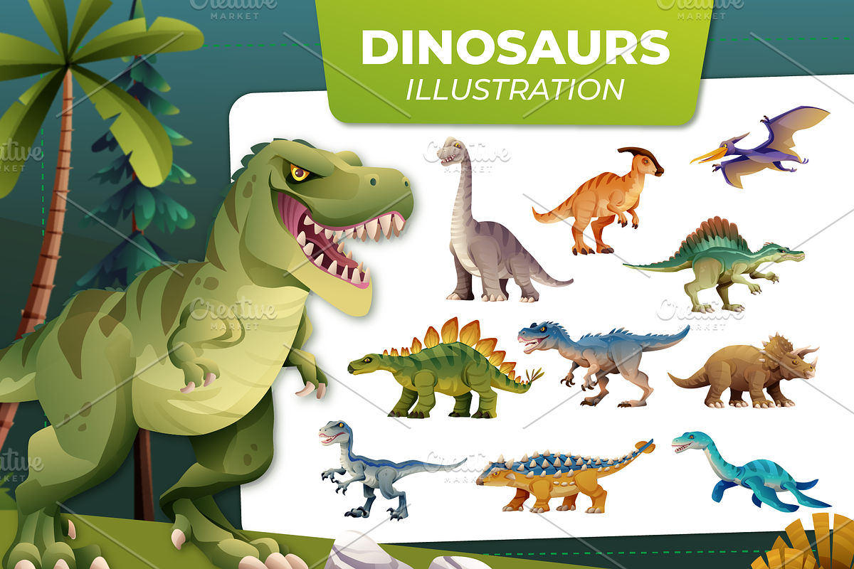 Dinosaurs Illustration Set, an Animal Illustration by YG Studio (Photo 1 of 3)