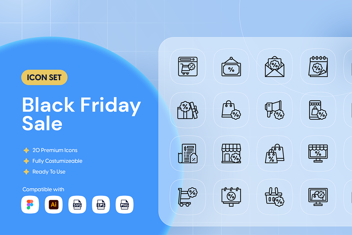 Black Friday Sale Icon Set, an Outline Icon by Nathaya Studio (Photo 1 of 2)