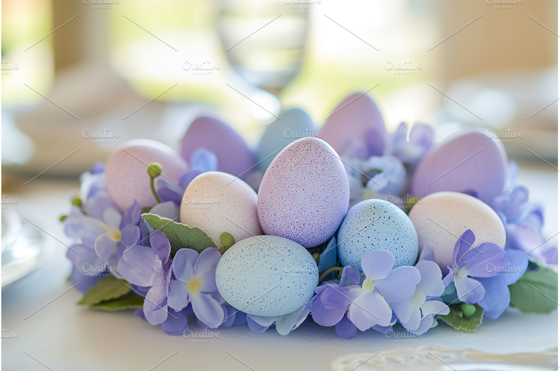 Pastel easter eggs with flowers on, a Holiday Photo by Lermont51