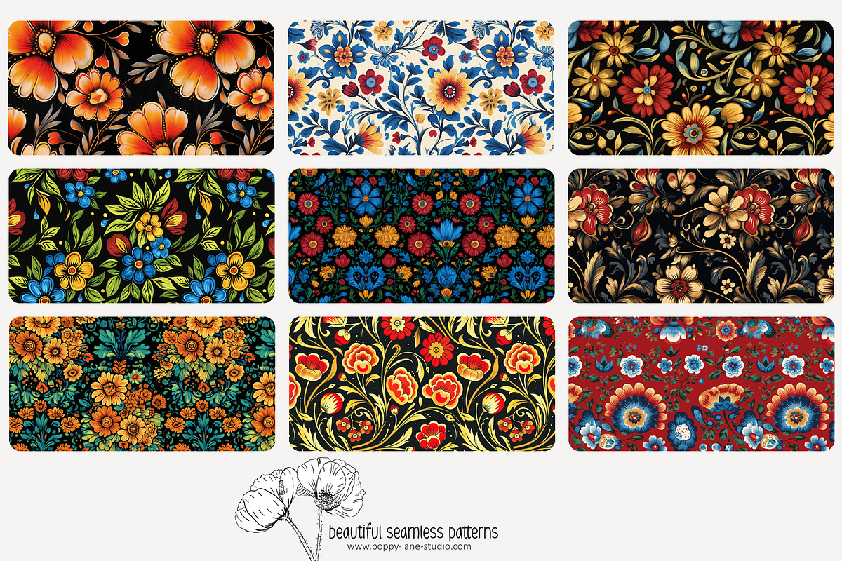 70 Khokhloma seamless pattern, a Pattern Graphic by Poppy Lane Studio (Photo 4 of 10)