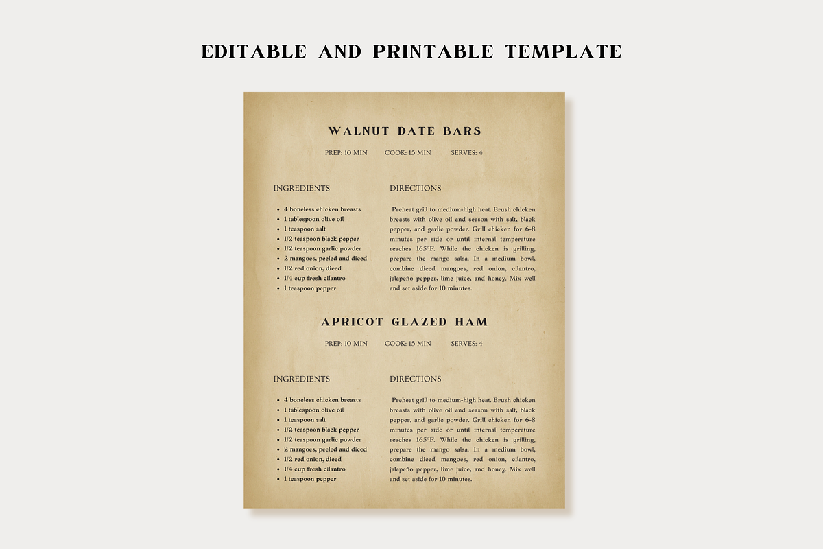 2 Recipes Page Template Vintage, a Templates & Theme by OrganizationOasisRo (Photo 3 of 10)