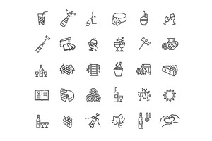 Wine icons, an Outline Icon by Tettygreen
