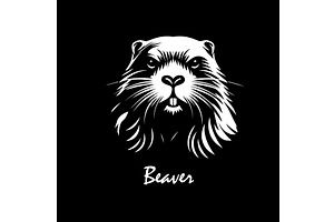 Beaver head on black background, an Animal Illustration by Nenahliadava Design