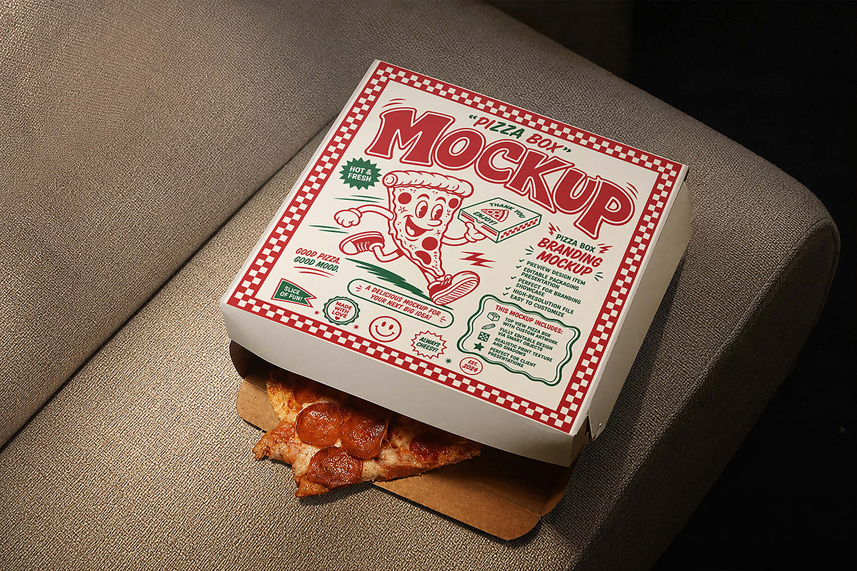 Pizza Box Mockup, a Packaging Mockup by Pitchlook.Studio (Photo 2 of 4)