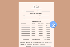 Editable Order Form