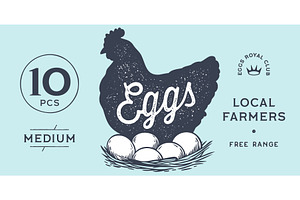 Chicken, hen with nest, eggs, a Food Illustration by Foxys Graphic