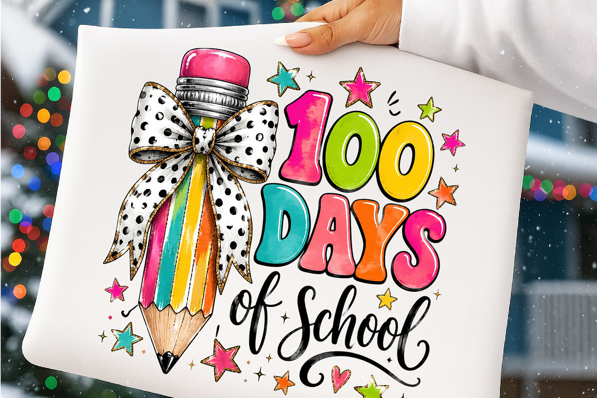 Preppy 100 Days of School PNG Bundle, a Transportation Illustration by SinaCreation (Photo 6 of 7)