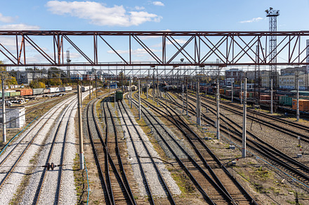 Electric trains are at the railway s, an Industrial Photo by Illustrations&photos