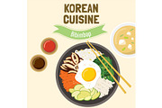 Korean Food, Bibimbap Illustration, a Food Illustration by GennyOnThePaper (Thumbnail 1 of 3)