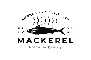 grilled seafood mackerel fish logo, an Animal Illustration by Rizkaarishandy_shop