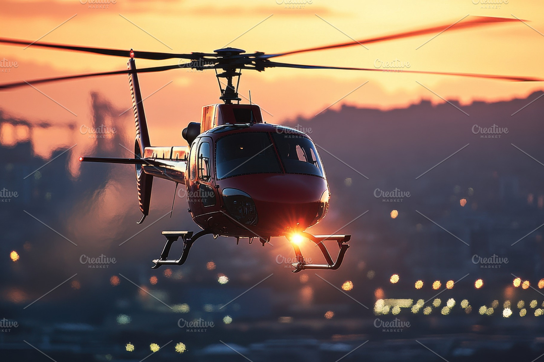 Helicopter takes off during sunset i, a Photo by Iftikhar Alam