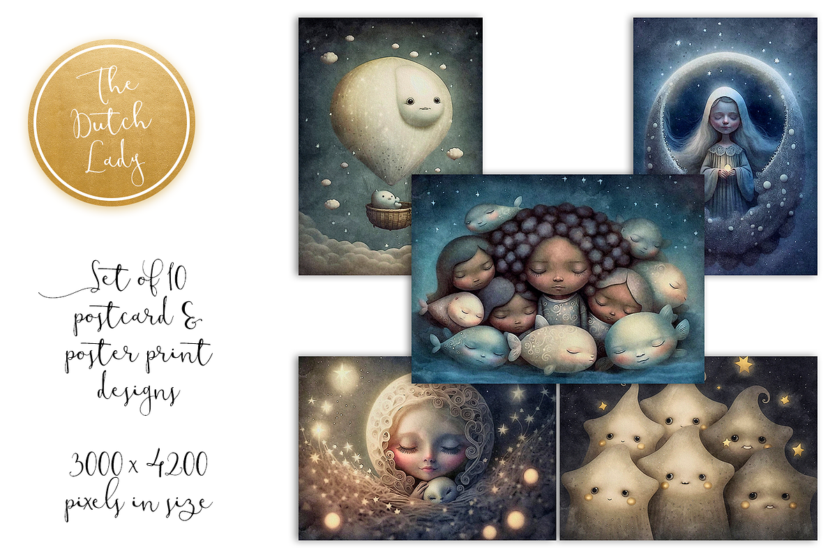 Celestial Mystic Postcard Print Set, an Illustration by The Dutch Lady ...