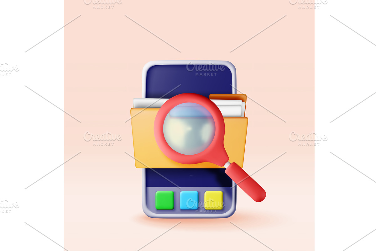 3d smartphone and search information, a Technology Illustration by Abscent