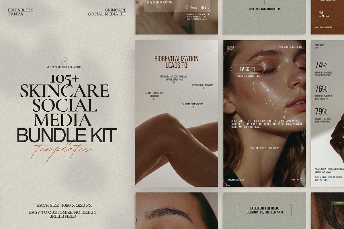 Skincare Story Canva Bundle Set