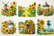 Cute Sunflower Farm PNG Clipart, a Seasonal Illustration by RobertsArt (Thumbnail 3 of 4)