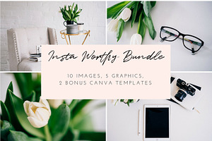 Office styled stock photo bundle | 5 stock photo containing social media and
