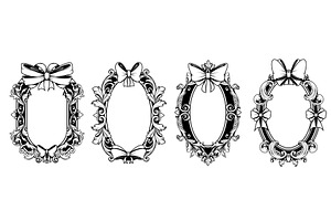 Vintage frames with coquette bow, an Illustration by art PVP - market