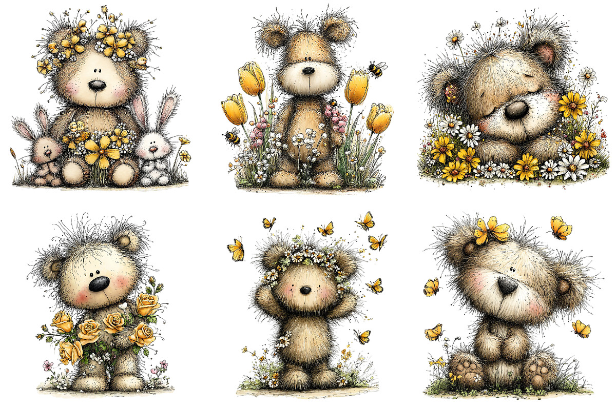 Whimsical Spring Bear Clipart, an Animal Illustration by Black Bird Studio (Photo 5 of 6)