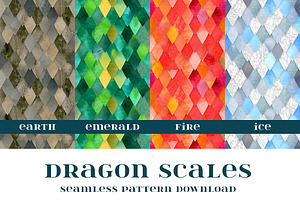 Dragon Scales Seamless Patterns