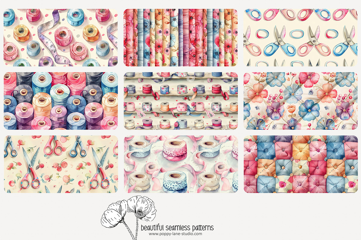 80 seamstress seamless pattern, a Pattern Graphic by Poppy Lane Studio (Photo 10 of 11)