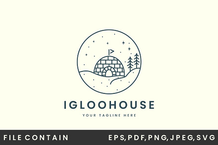 Eskimo igloo house with emblem logo