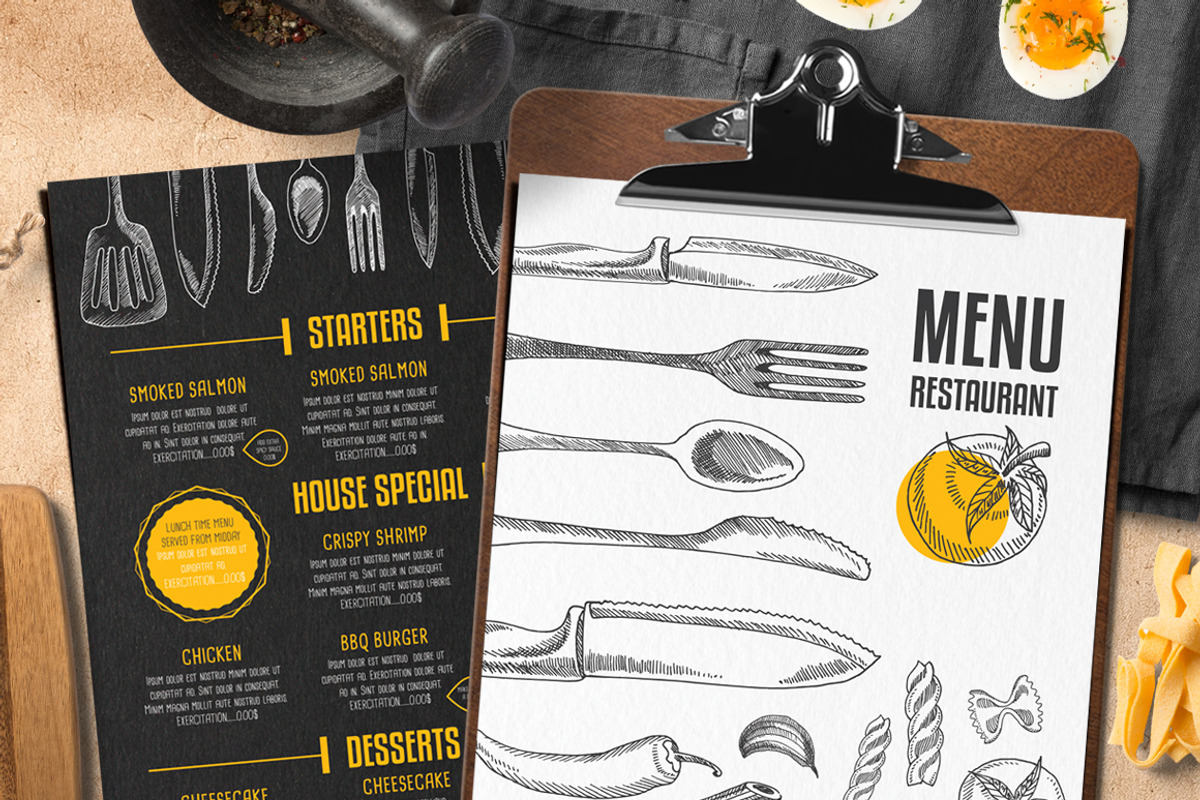 FREE! Trifold + Food Menu Template, a Brochure Template by BarcelonaShop (Photo 1 of 5)
