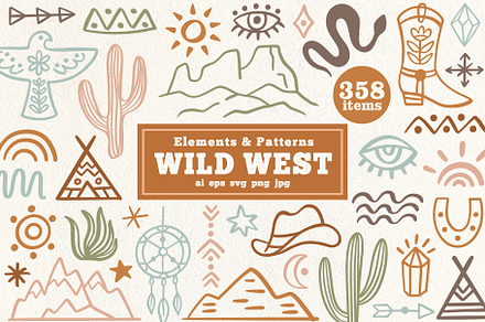 Western Bundle Clipart and Patterns, a Graphic by Katrinelly