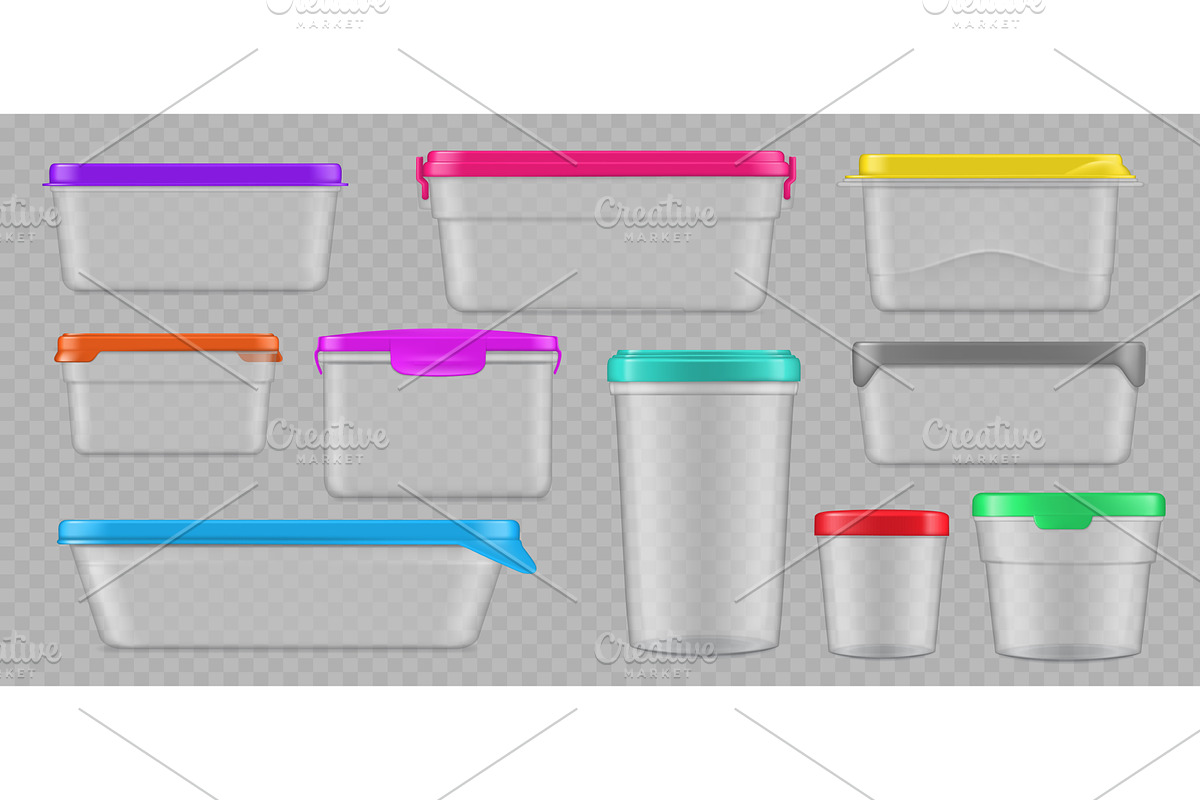 Realistic plastic containers, food, a Food Illustration by Vector Tradition