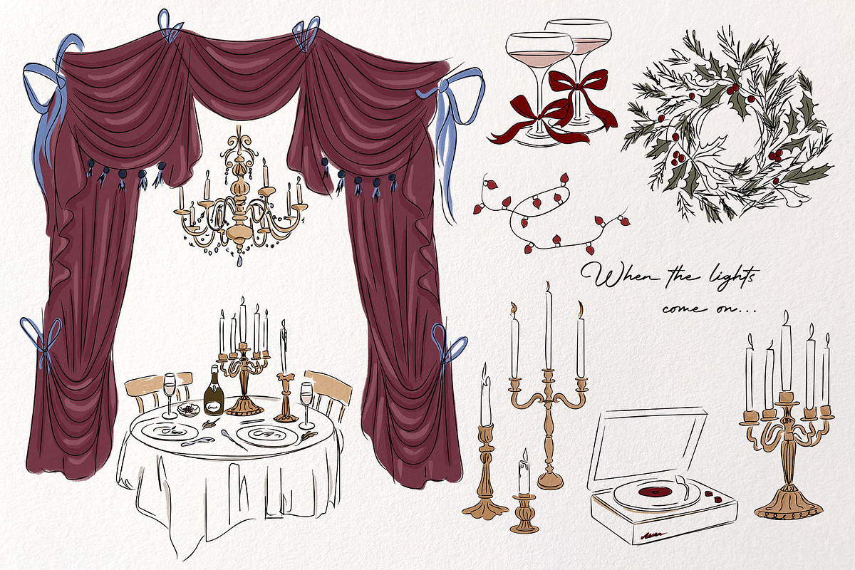 Midnight Town – Winter Line Art, a Seasonal Illustration by Mio Buono (Photo 10 of 18)