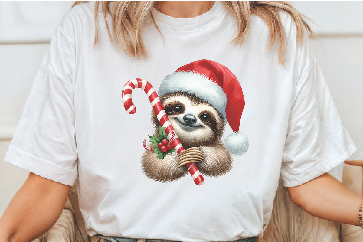 Cute Sloth Christmas Clipart PNG, an Illustration by Libby Wishes (Photo 7 of 13)