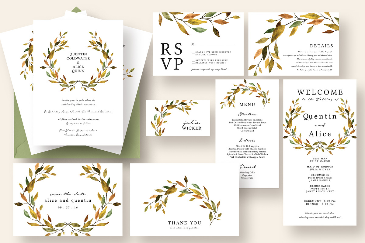 Warm Leaves Wedding Invitation Suite, an Invitation Template by Knotted Design (Photo 2 of 5)