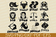 Zodiac Signs With Traits Sun Sign SVG Cut Files Astrology