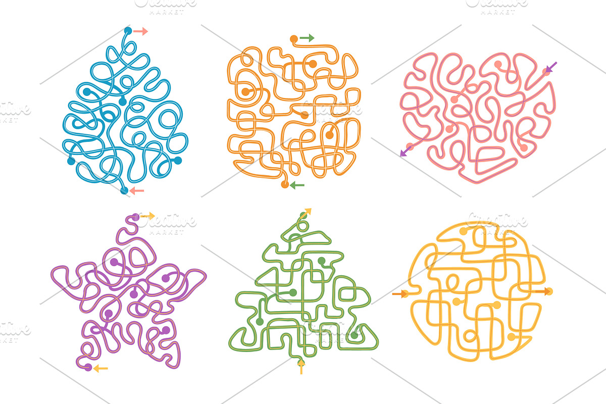 Colorful maze ways. Kids labyrinth, an Illustration by YummyBuum