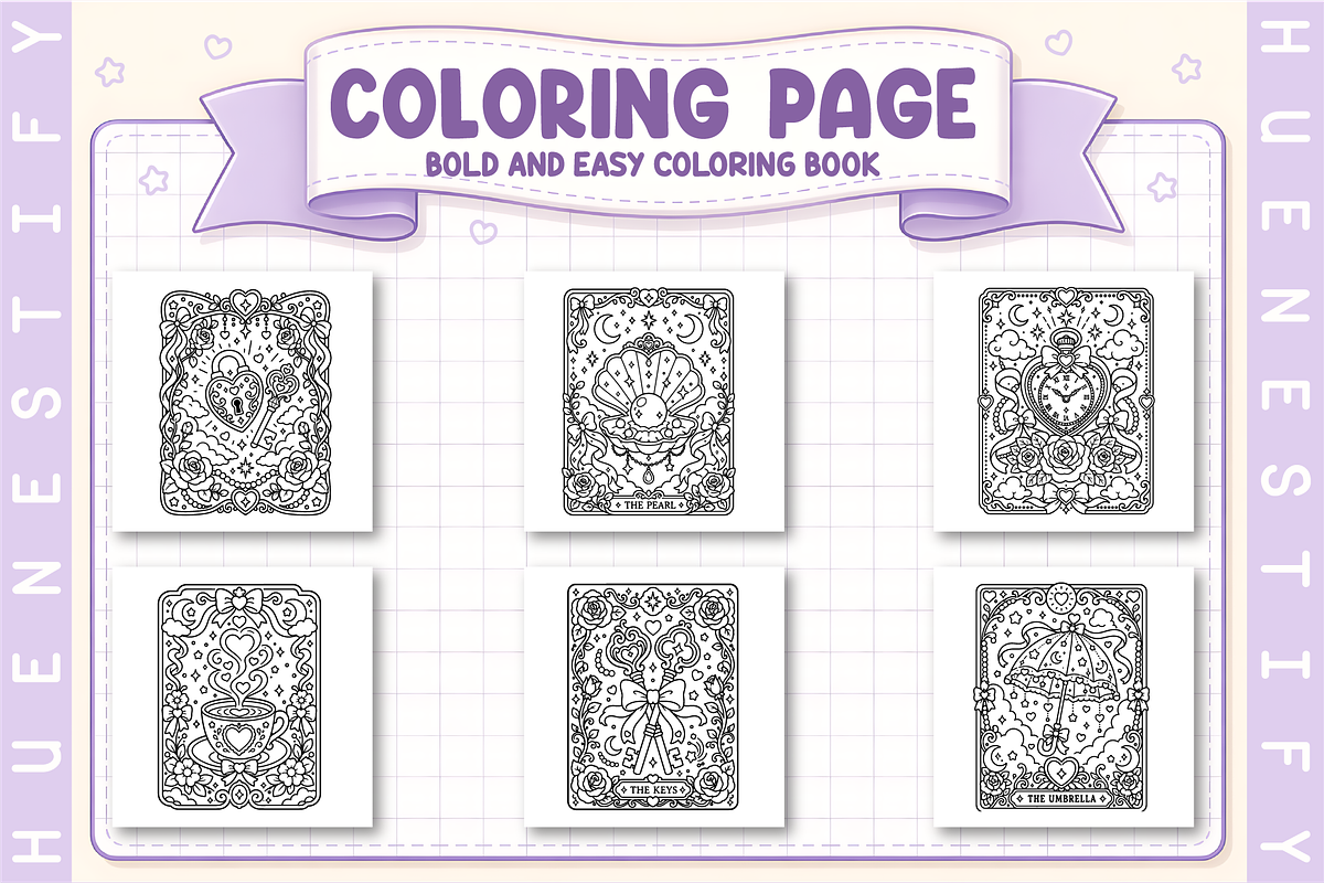 Cozy Tarot Coloring Book, a Decorative Illustration by HueNestify (Photo 2 of 4)